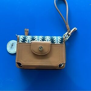 Spartina 449 lighthouse Multi Phone Wallet Wristlet Blue And Tan